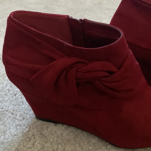 Red Wedge Booties - Picture 2 of 5